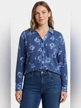 Splendid Floral Waffle Knit Button Up Shirt Large